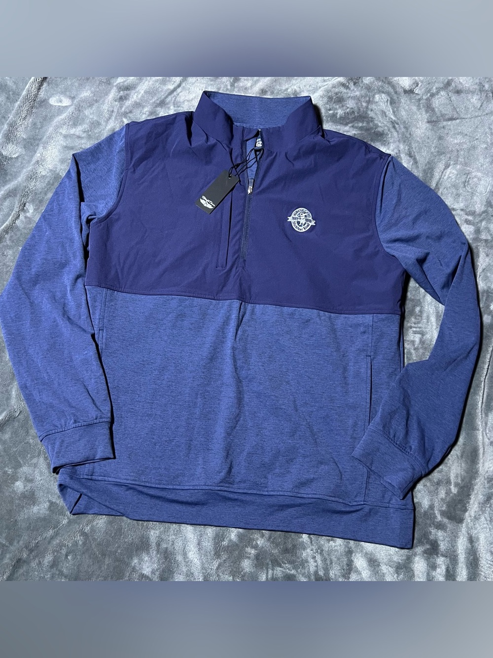 Straight Down Men's Blue Golf Harding Hybrid QuarterZip Athletic Sweatshirt L